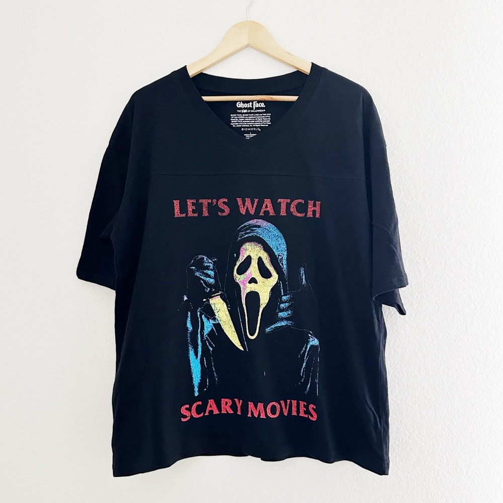 NEW Ghost Face Let’s Watch Scary Movies Graphic T-Shirt